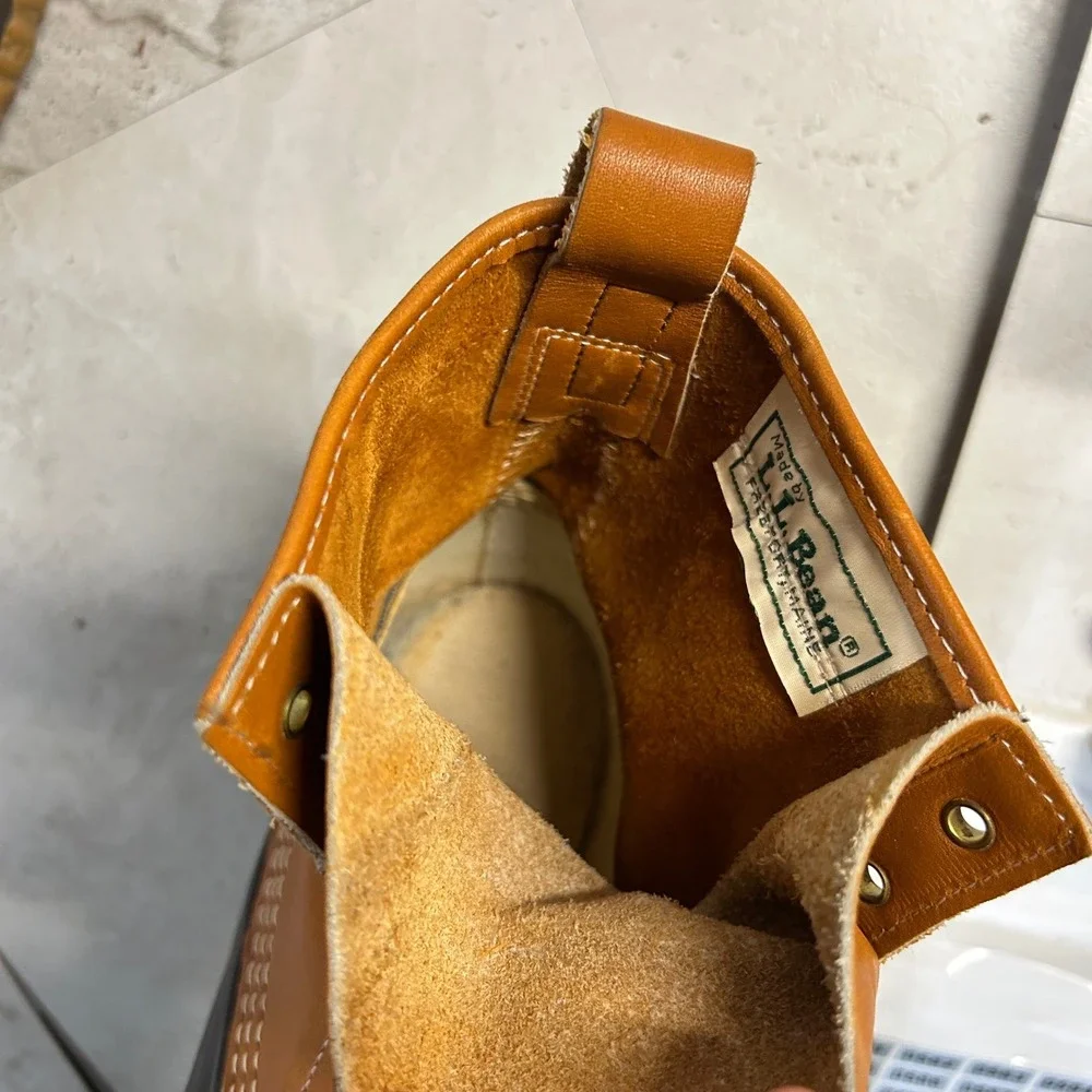 LL Bean Bean Boots Brown Tan Men Size 9 Vintage Made in USA Duck Boots